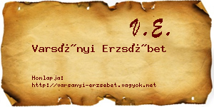 Varsányi Erzsébet névjegykártya